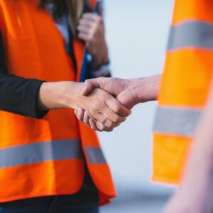 Engineers handshaking